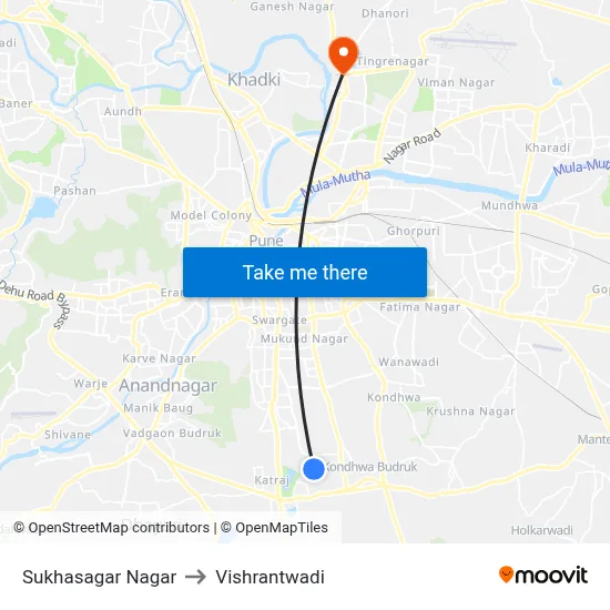 Sukhasagar Nagar to Vishrantwadi map
