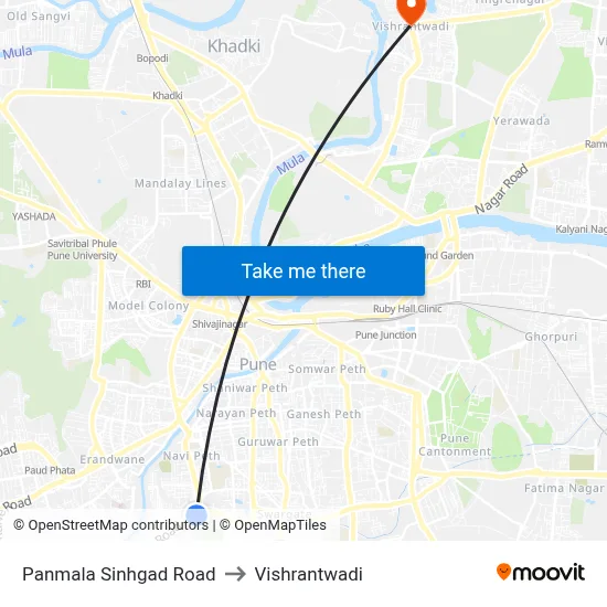 Panmala Sinhgad Road to Vishrantwadi map