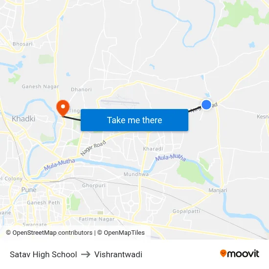 Satav High School to Vishrantwadi map