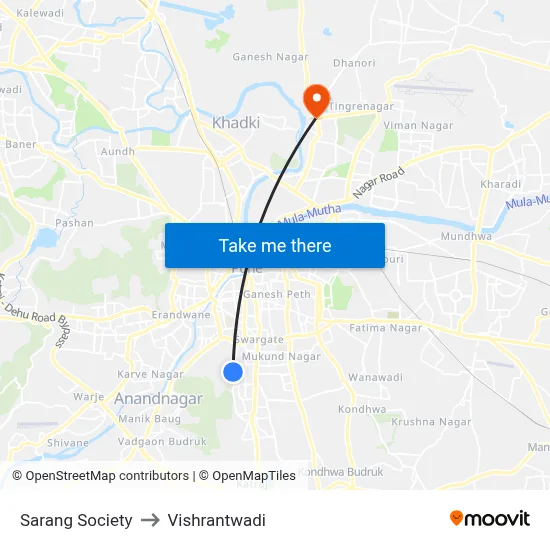 Sarang Society to Vishrantwadi map