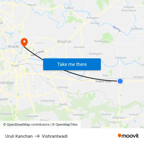 Uruli Kanchan to Vishrantwadi map