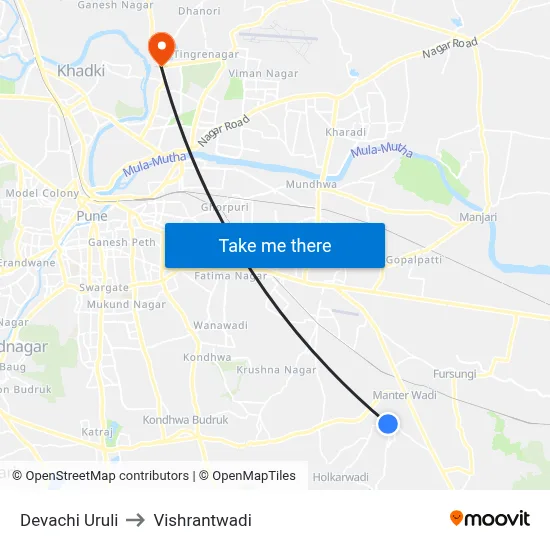 Devachi Uruli to Vishrantwadi map