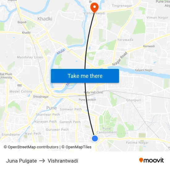 Juna Pulgate to Vishrantwadi map