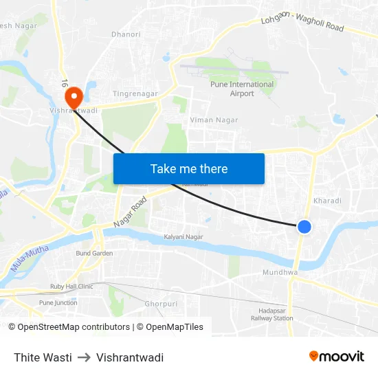 Thite Wasti to Vishrantwadi map