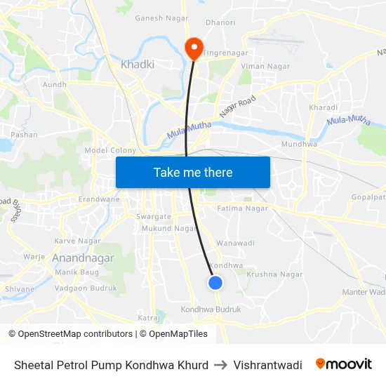 Sheetal Petrol Pump Kondhwa Khurd to Vishrantwadi map