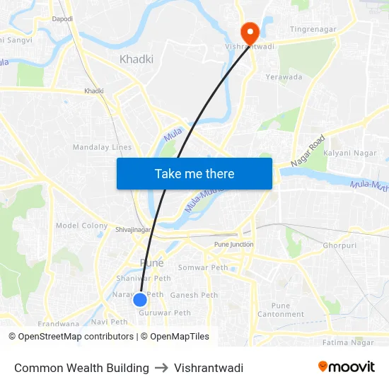 Common Wealth Building to Vishrantwadi map