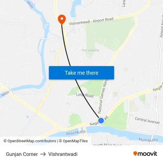 Gunjan Corner to Vishrantwadi map