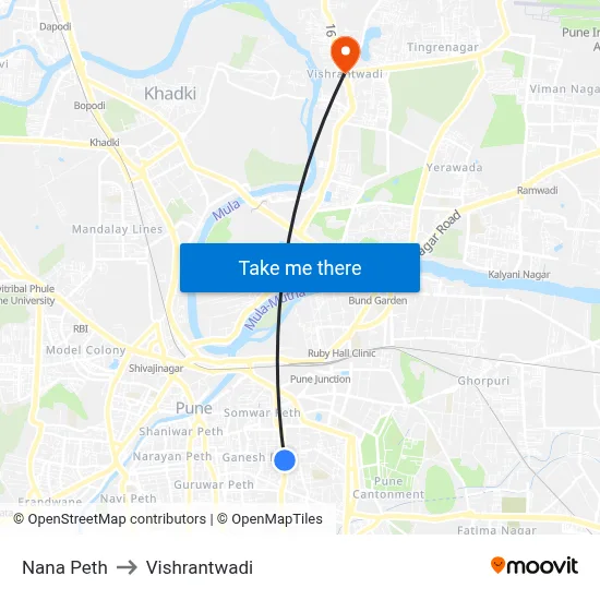 Nana Peth to Vishrantwadi map