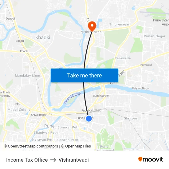 Income Tax Office to Vishrantwadi map
