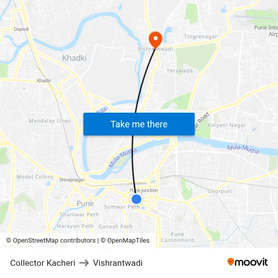 Collector Kacheri to Vishrantwadi map