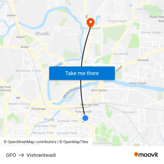 GPO to Vishrantwadi map