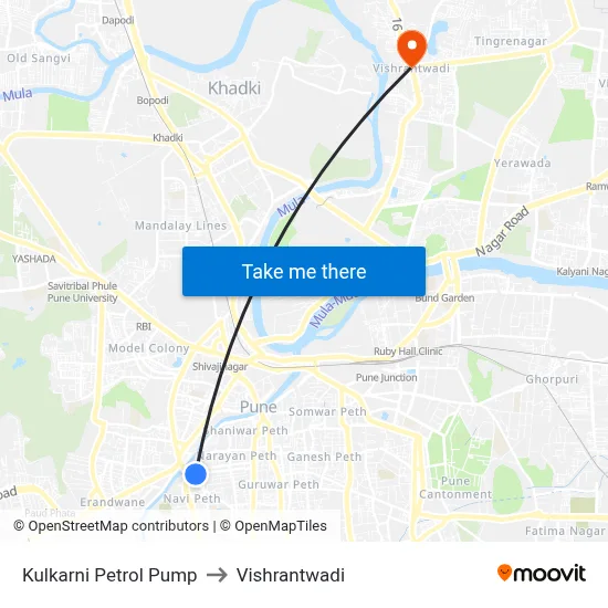Kulkarni Petrol Pump to Vishrantwadi map