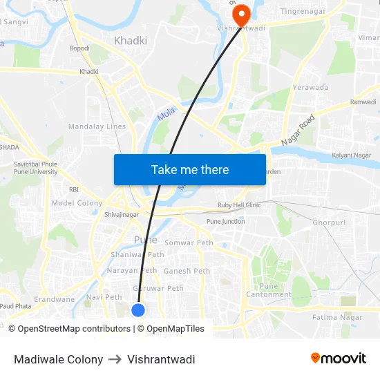 Madiwale Colony to Vishrantwadi map