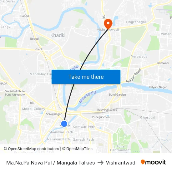 Ma.Na.Pa Nava Pul / Mangala Talkies to Vishrantwadi map