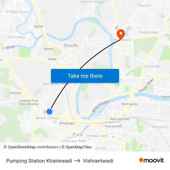 Pumping Station Khairewadi to Vishrantwadi map