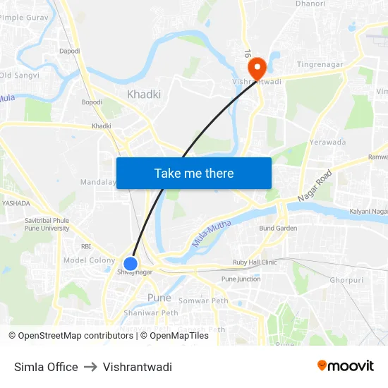 Simla Office to Vishrantwadi map