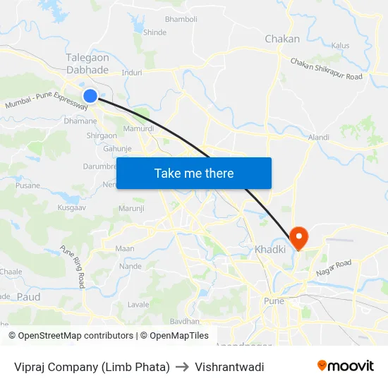 Vipraj Company (Limb Phata) to Vishrantwadi map