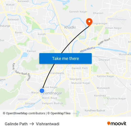 Galinde Path to Vishrantwadi map