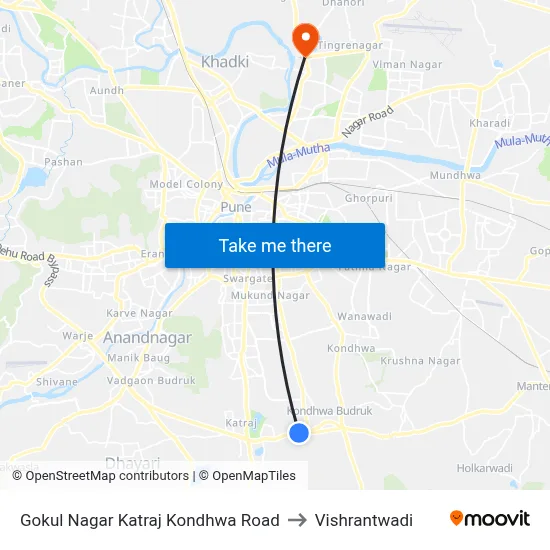 Gokul Nagar Katraj Kondhwa Road to Vishrantwadi map