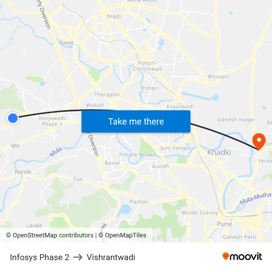 Infosys Phase 2 to Vishrantwadi map