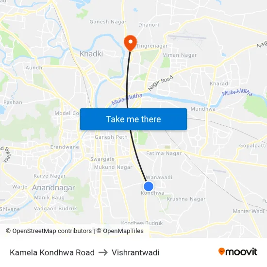 Kamela Kondhwa Road to Vishrantwadi map