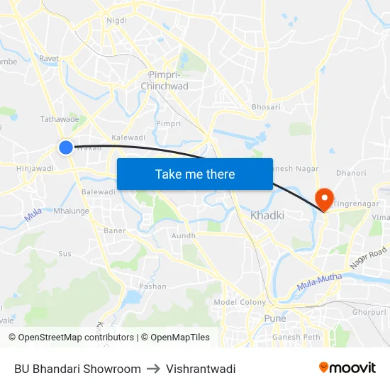 BU Bhandari Showroom to Vishrantwadi map