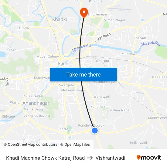 Khadi Machine Chowk Katraj Road to Vishrantwadi map