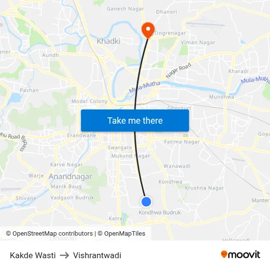 Kakde Wasti to Vishrantwadi map