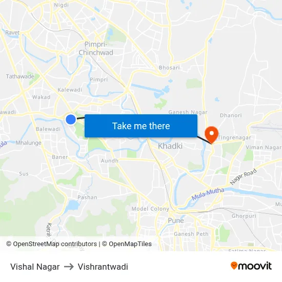 Vishal Nagar to Vishrantwadi map