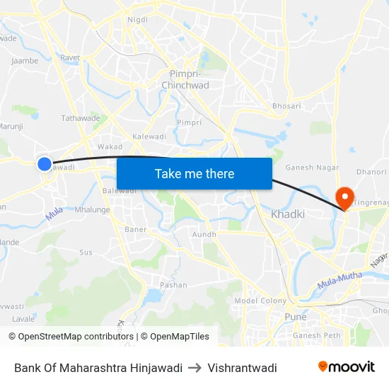 Bank Of Maharashtra Hinjawadi to Vishrantwadi map