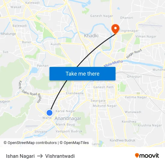 Ishan Nagari to Vishrantwadi map
