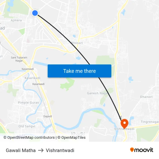 Gawali Matha to Vishrantwadi map