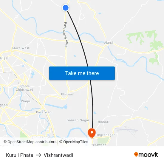 Kuruli Phata to Vishrantwadi map