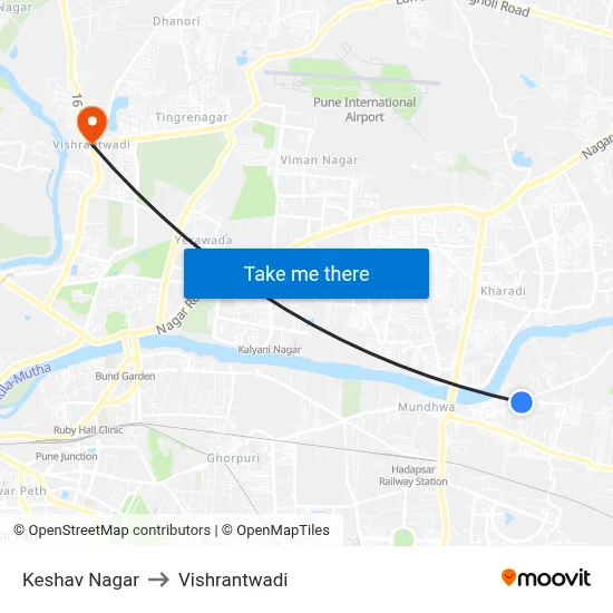 Keshav Nagar to Vishrantwadi map