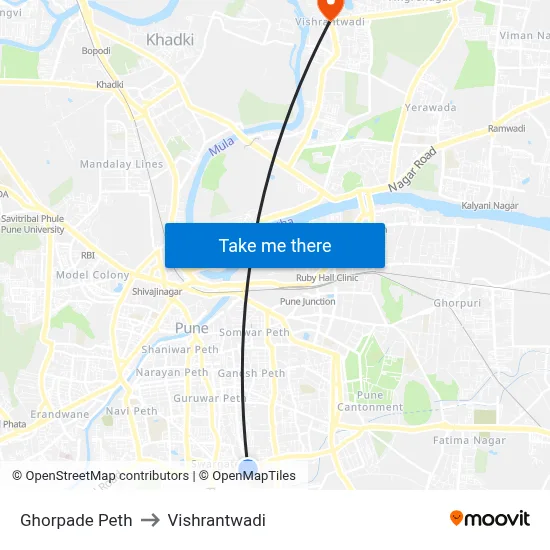 Ghorpade Peth to Vishrantwadi map