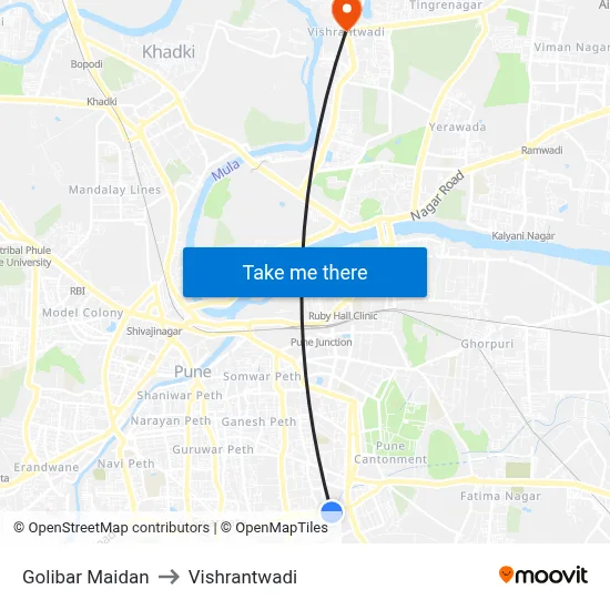Golibar Maidan to Vishrantwadi map