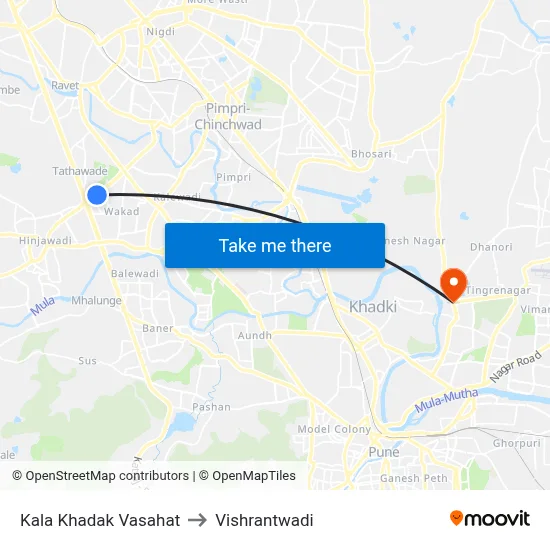 Kala Khadak Vasahat to Vishrantwadi map