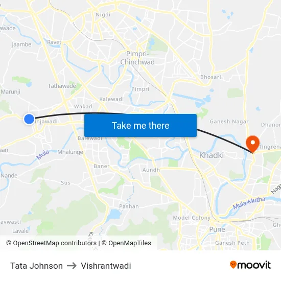 Tata Johnson to Vishrantwadi map