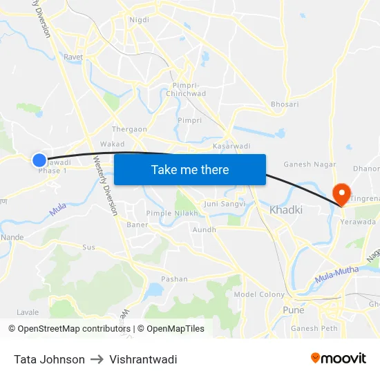Tata Johnson to Vishrantwadi map