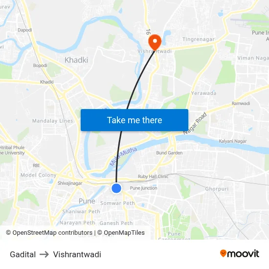 Gadital to Vishrantwadi map