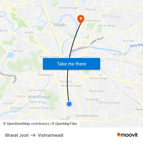 Bharat Jyoti to Vishrantwadi map