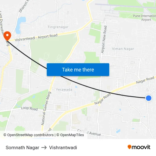 Somnath Nagar to Vishrantwadi map