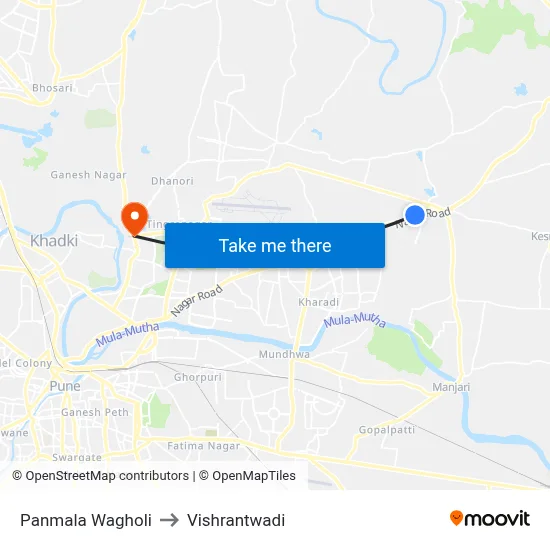 Panmala Wagholi to Vishrantwadi map