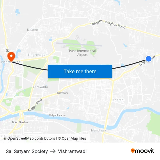 Sai Satyam Society to Vishrantwadi map