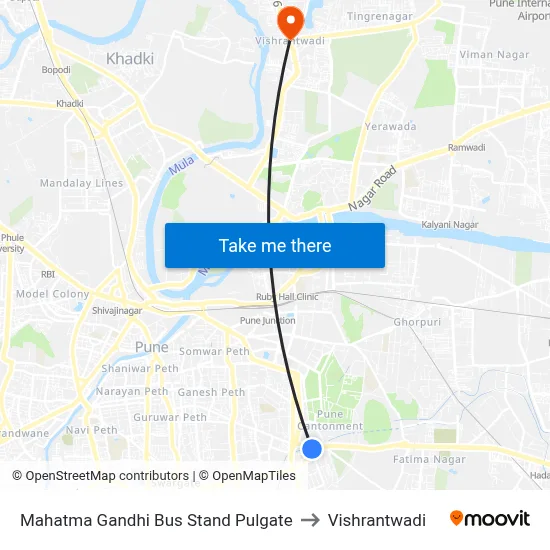 Mahatma Gandhi Bus Stand Pulgate to Vishrantwadi map