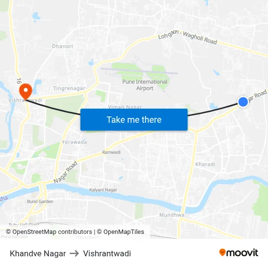 Khandve Nagar to Vishrantwadi map