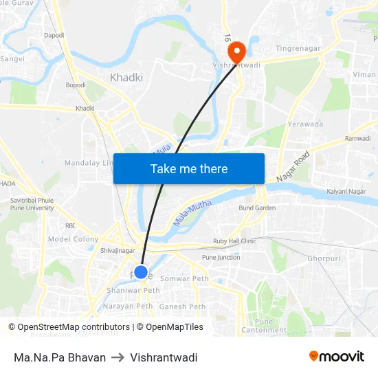 Ma.Na.Pa Bhavan to Vishrantwadi map