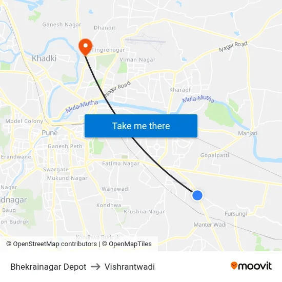 Bhekrainagar Depot to Vishrantwadi map