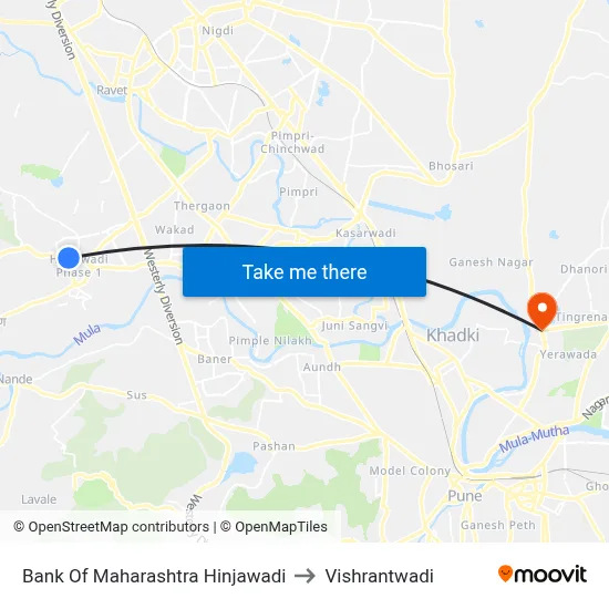 Bank Of Maharashtra Hinjawadi to Vishrantwadi map