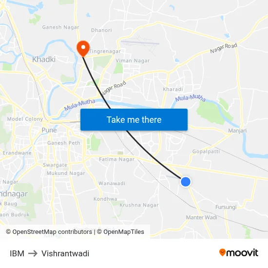 IBM to Vishrantwadi map